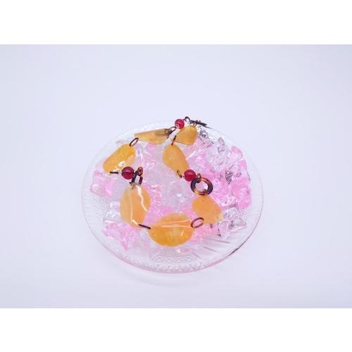 本べっ甲 ネックレス 白甲 琥珀 バロックタイプ ロングネックレス シンプル リーフモチーフ レッドアンバー(N-196)の画像