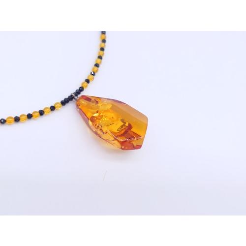 本琥珀 ネックレス バルティックアンバー グリッター 上品 レモン 華やか フォーマル リトアニア産　(N-212)の画像