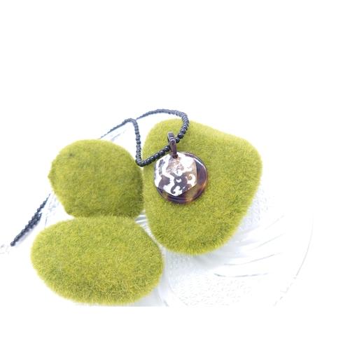 本べっ甲 ネックレス 水もく シンプル 六角 ゼブラ柄 オニキス セットの プレゼント 天然素材 (N-231)の画像