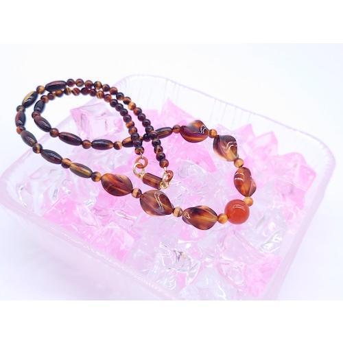 本べっ甲 ネックレス 赤トロ 上品 極上 白甲 肚甲 赤目 丸玉 気品 プレゼント 天然素材 (N-235)の画像