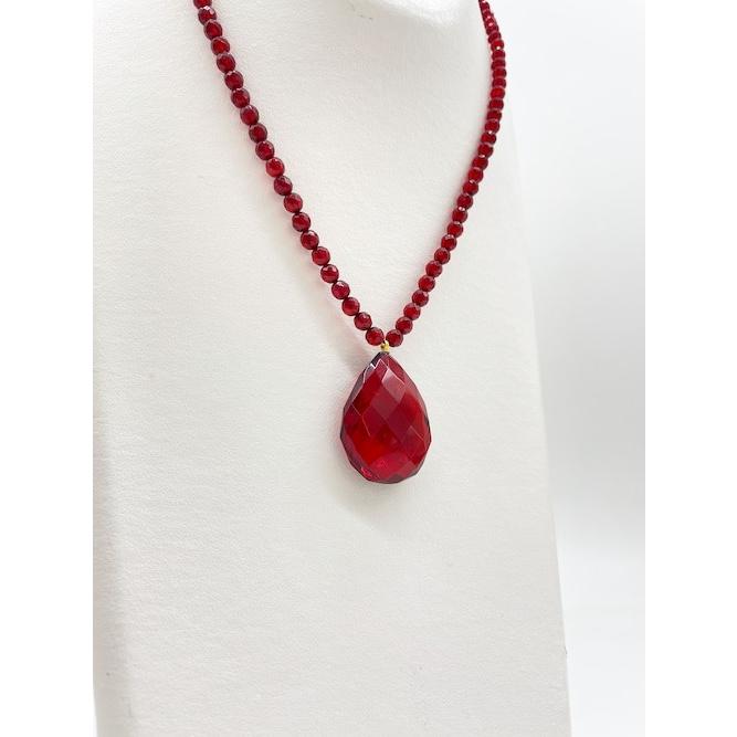 本琥珀 ネックレス 深紅 レッドアンバー 贅沢 天然 透明感 上品 ギフト 天然素材（N-263）の画像