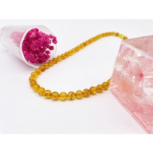 本琥珀 ネックレス バルティックアンバー 贅沢 黄金 上品 華やか 存在感 天然素材（N-268）の画像