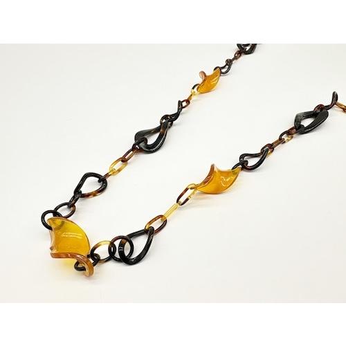 本べっ甲ネックレス （N-286) 白甲 バラフ リング ねじり加工 天然素材 上品 艶の画像