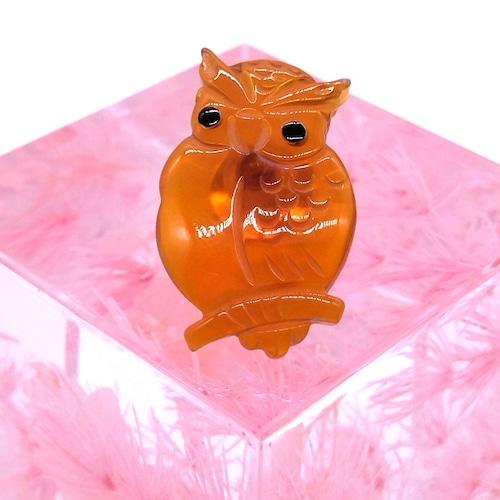 本べっ甲 ピンブローチ 白甲 ふくろう かわいい (pb-022)の画像