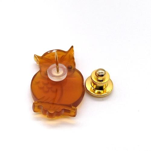 本べっ甲 ピンブローチ 白甲 ふくろう かわいい (pb-022)の画像