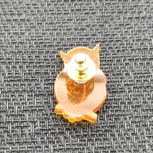 本べっ甲 ピンブローチ 白甲 ふくろう かわいい (pb-022)の画像