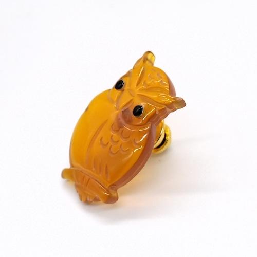 本べっ甲 ピンブローチ 白甲 ふくろう かわいい (pb-022)の画像