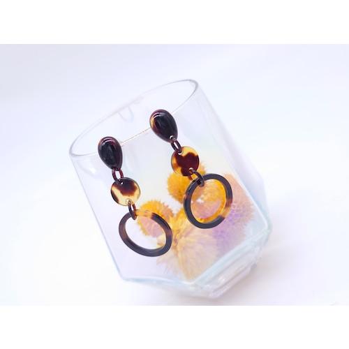 本べっ甲 ピアス サークルタイプ 雫 大き目 ユラユラ お洒落 大人可愛い プレゼント　(Pi-097)の画像