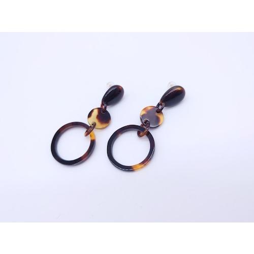 本べっ甲 ピアス サークルタイプ 雫 大き目 ユラユラ お洒落 大人可愛い プレゼント　(Pi-097)の画像