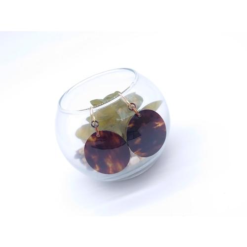 本べっ甲 ピアス オーバルタイプ シンプル 小顔効果 シャープ カジュアル フォーマル チタン プレゼント (Pi-144)の画像