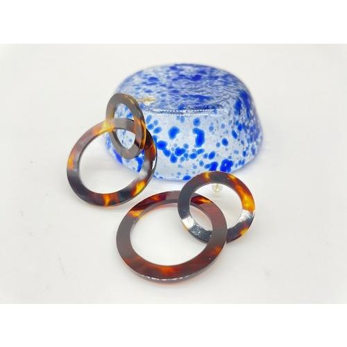 本べっ甲 ピアス 2連 直結 キレイ 存在感 プレゼント 軽い 天然素材（pi-192）の画像