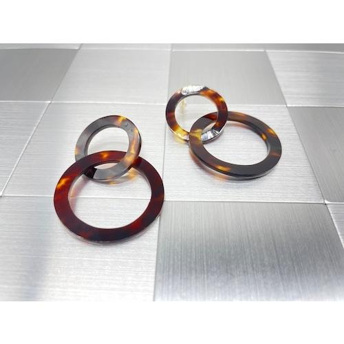 本べっ甲 ピアス 2連 直結 キレイ 存在感 プレゼント 軽い 天然素材（pi-192）の画像