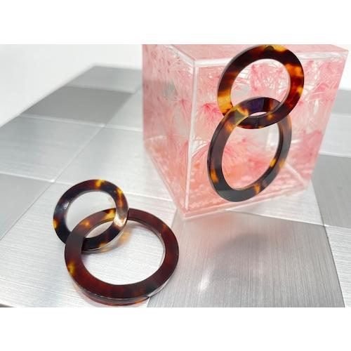 本べっ甲 ピアス 2連 直結 キレイ 存在感 プレゼント 軽い 天然素材（pi-192）の画像