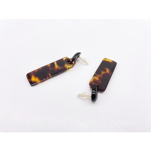 本べっ甲 ピアス 深み 魅力 光沢 しずく型 綺麗 縦長 上品 シンプル 天然素材（pi-203）の画像