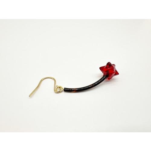 本べっ甲 ピアス（pi-230) 琥珀 レッドアンバー バラフ 星形 透明感 上品 軽量の画像