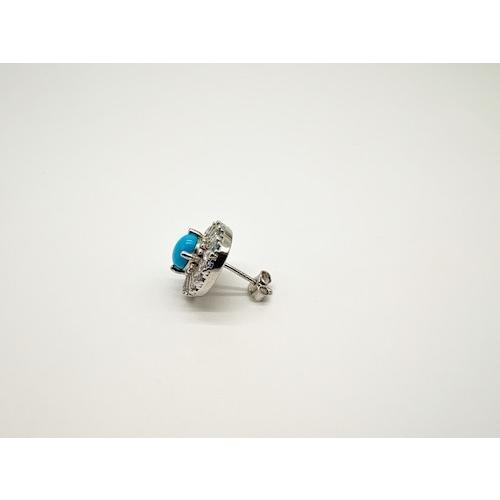 トルコ石ピアス （pi-235) トルコ石 ブルートパーズ ジルコニア オーバル 天然素材 銀 軽量 上品の画像