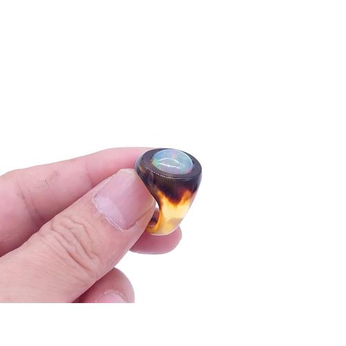 本べっ甲 リング 綺麗 オーバル 一体型 オパール 上品 アンティーク風 オーガニック素材 プレゼント （Ri-146）の画像
