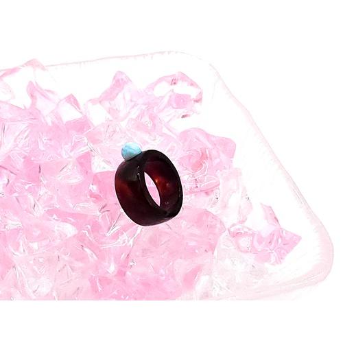 本べっ甲 リング オーガニック ブルー ラリマール 丸玉 カジュアル フォーマル 花 シンプル リーズナブル 天然素材（Ri-167）の画像
