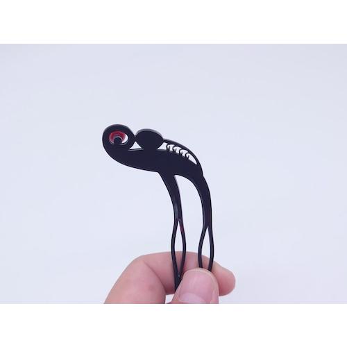 本べっ甲 簪 螺鈿 蒔絵 輝き アクセント 珊瑚玉 職人 プレゼント 螺鈿蒔絵 鮑貝 本珊瑚（Tk-027）の画像