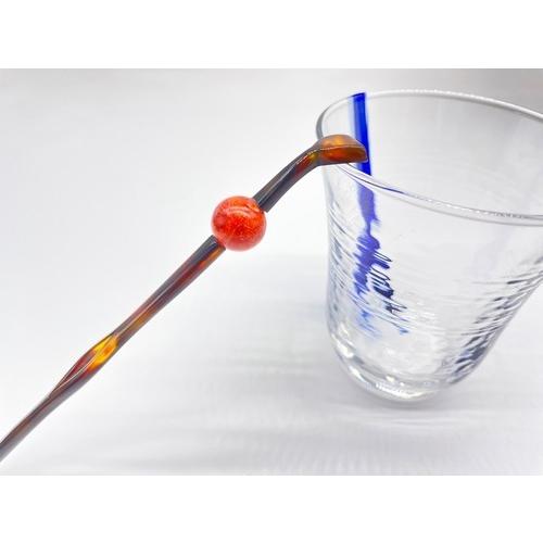 本べっ甲 玉簪 赤 上品 アフリカサンゴ イソバナ珊瑚 伝統工芸 オーガニック プレゼント（TK-031）の画像