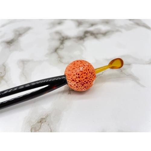 本べっ甲 玉簪 珊瑚 二本脚 一品 白甲 贅沢 プレゼント 天然素材（TK-033）の画像