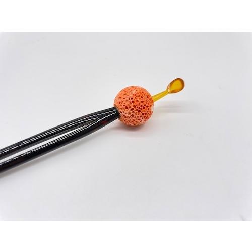 本べっ甲 玉簪 珊瑚 二本脚 一品 白甲 贅沢 プレゼント 天然素材（TK-033）の画像