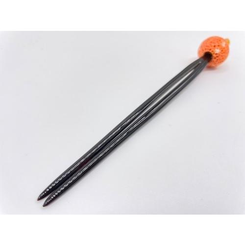 本べっ甲 玉簪 珊瑚 二本脚 一品 白甲 贅沢 プレゼント 天然素材（TK-033）の画像