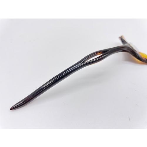 本べっ甲 玉簪 花 白蝶貝 葉っぱ お洒落 お手頃 着物 伝統工芸品 オーガニック（TK-036）の画像