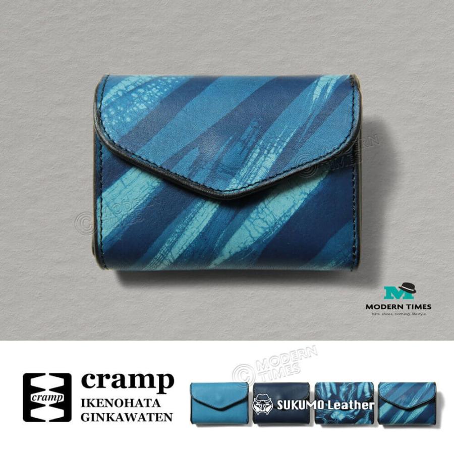 藍染めコンパクトウォレット オールスクモレザー本革 Cramp 池之端銀革店 メンズ レディース イタリアンシュリンク スクモのコンビ Cramp Cr Skm 005a Plain Store 通販 Yahoo ショッピング