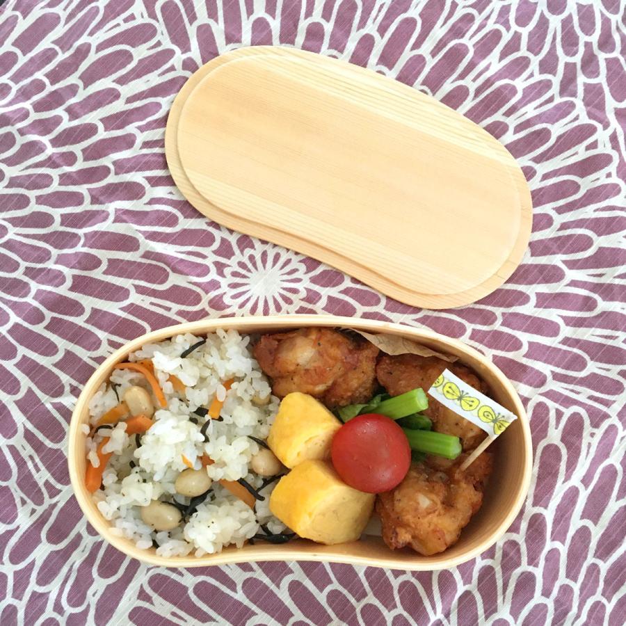 曲げわっぱ 豆型 弁当箱 シンプル 木製 一段 バンド付き(ナチュラル