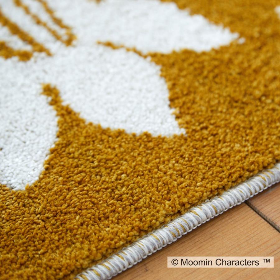 ムーミン ラグ FOLK LINE フォークライン 130×185(イエロー)北欧 防ダニ 床暖房 ホットカーペット対応 遊び毛防止 国産 日本製