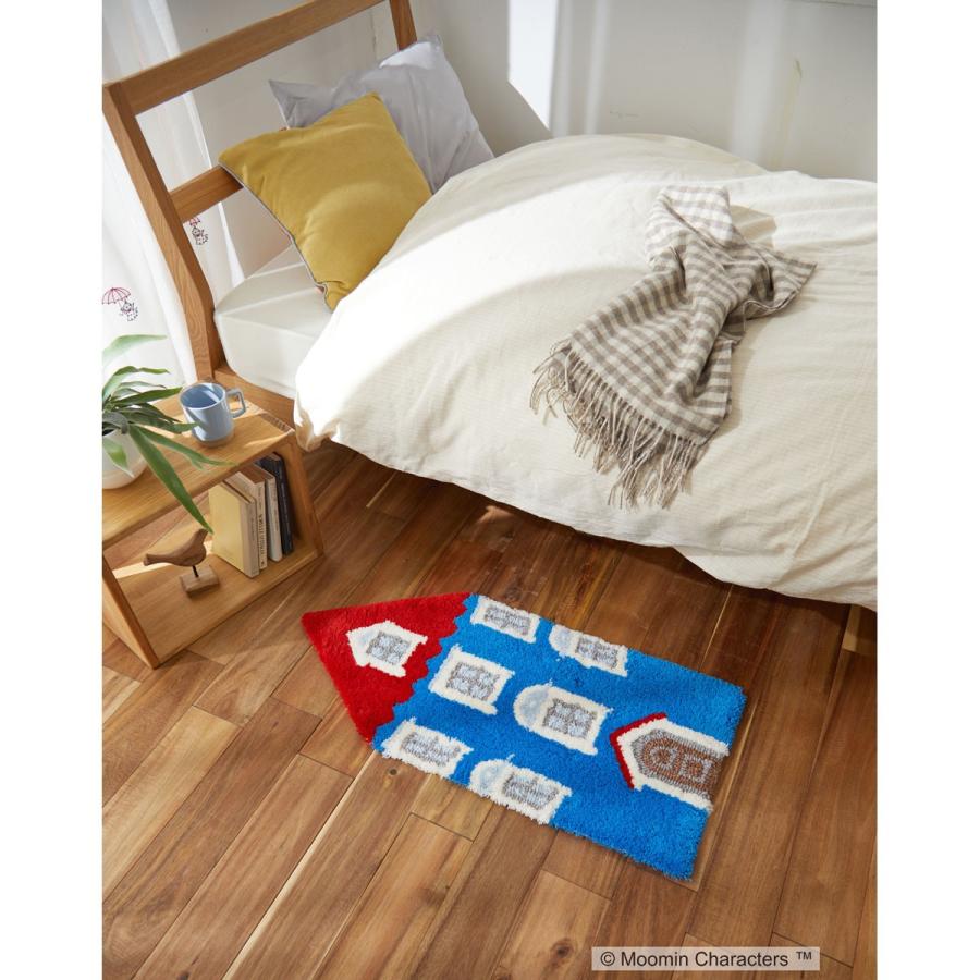 ムーミン 玄関マット MOOMIN HOUSE ムーミンハウス 40&times;85 ブルー 北欧 インテリア 防ダニ 床暖房 ホットカーペット対応 ミニラグ 国産 日本製