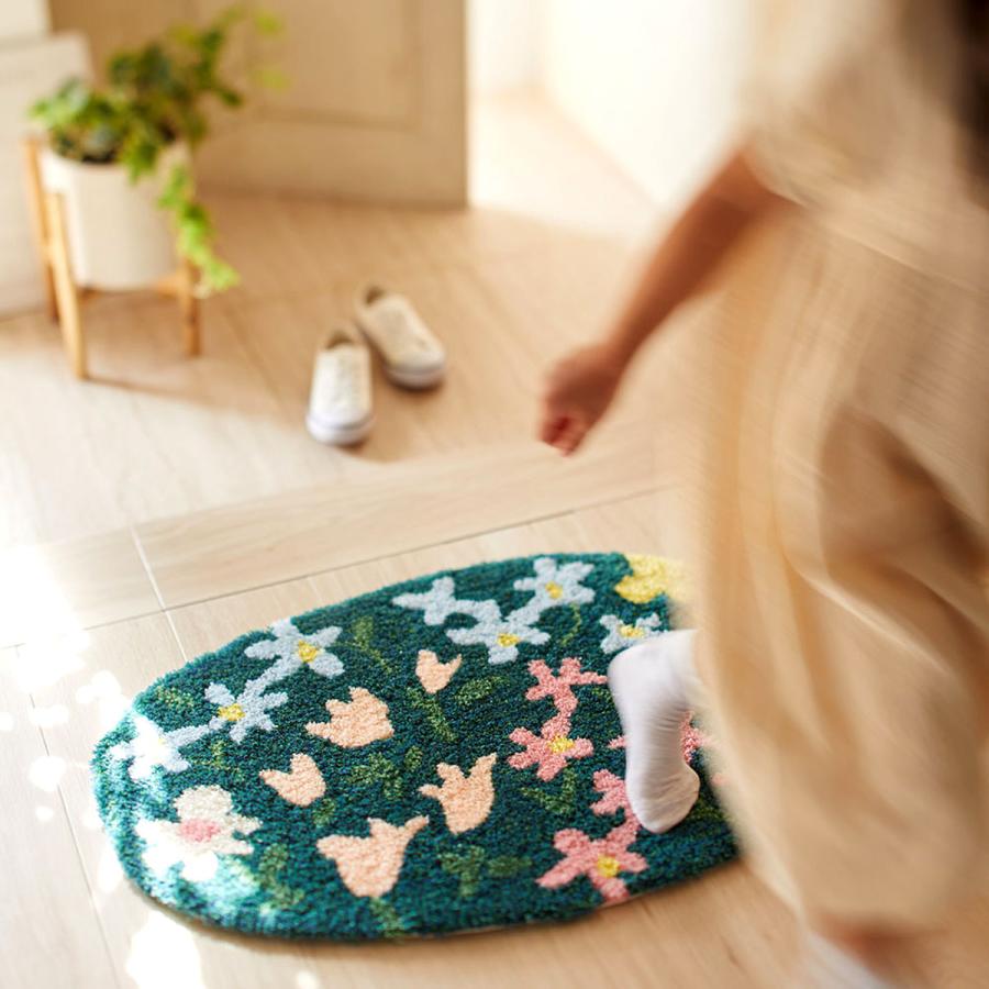 インテリアマット 玄関 オハナバタケ Ohanabatake 45 75cm 北欧 ミニラグ ルーム アクセント 雑貨 おしゃれ かわいい ナチュラル 花柄 Plaisier Smn 745 Plaisier 通販 Yahoo ショッピング