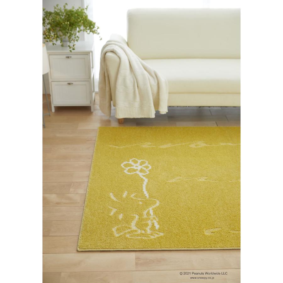 ピーナッツ スヌーピー カーペット ラグ ターフラグ(185×185)PEANUTS ウッドストック 防ダニ 床暖房 ホットカーペット対応 遊び毛防止 国産 日本製
