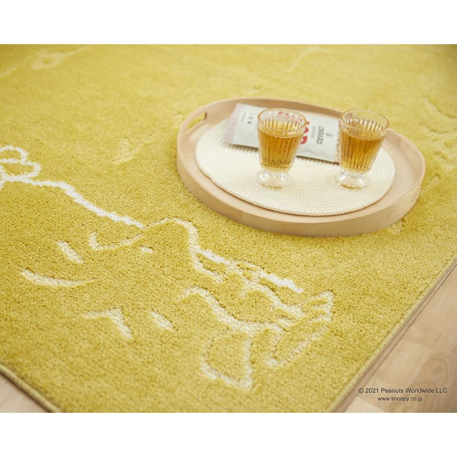 ピーナッツ スヌーピー カーペット ラグ ターフラグ(185×185)PEANUTS ウッドストック 防ダニ 床暖房 ホットカーペット対応 遊び毛防止 国産 日本製