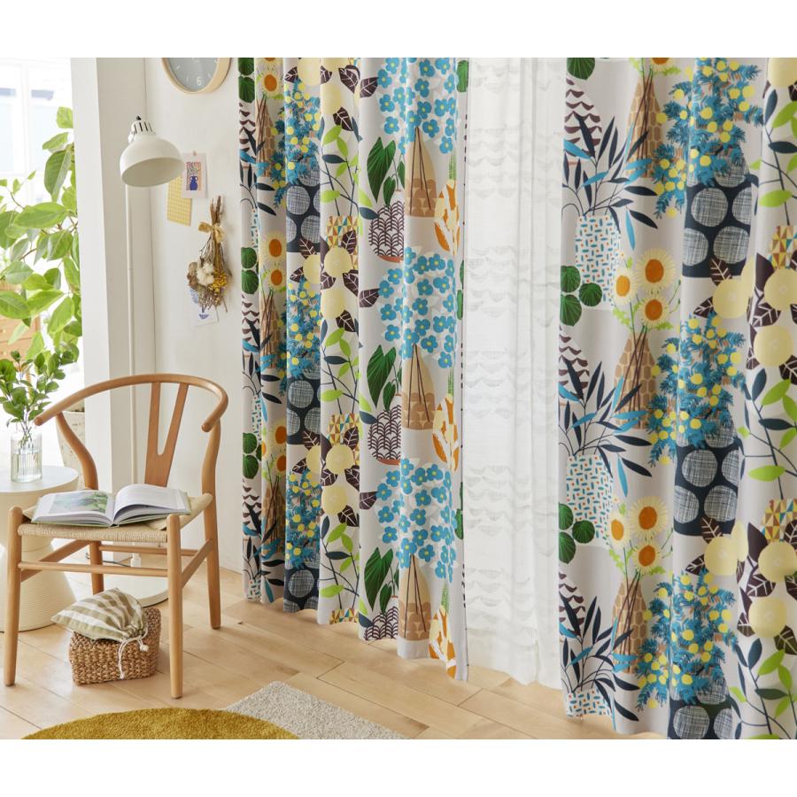 スミノエ DESIGN LIFE 北欧デザイン遮光カーテン(1枚)FLOWER POT