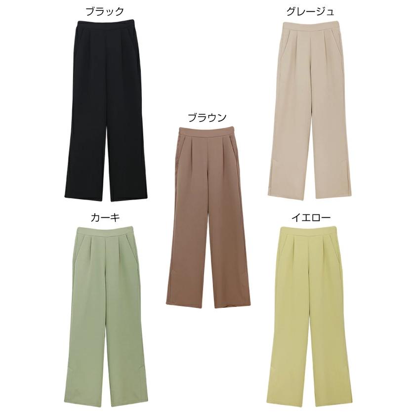 ワイドパンツ レディース きれいめ サイドスリット ワイド パンツ タックパンツ 美脚パンツ ウエストゴム フロントタック 体型カバー ボトムス 体型カバー 日本最大のブランド