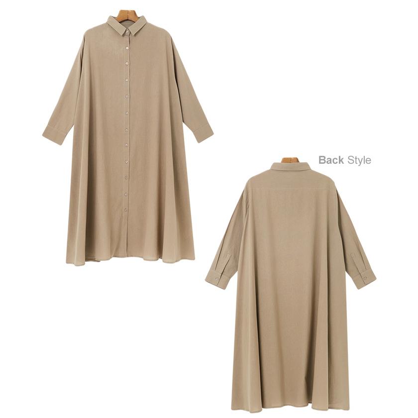 シャツワンピース ロング シャツワンピ コットン 長袖 テント シャツ 