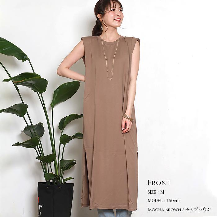 ノースリーブ ワンピース tシャツワンピ tシャツワンピース スリット