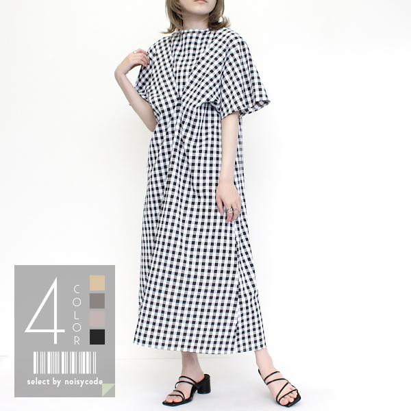 ギンガムチェックワンピース フロントタック 半袖ロングワンピース 半袖ワンピース ロング丈 おしゃれ オフィス かわいい お出かけ デート 楽ちん 送料無料 Plaisir プレジール 通販 Yahoo ショッピング