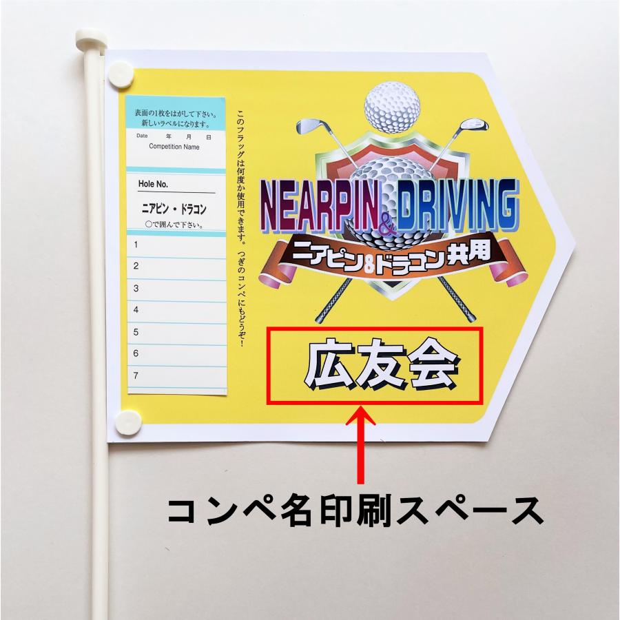 コンペ名を入れられる コンペ用フラッグ 5回使用出来るラベル付