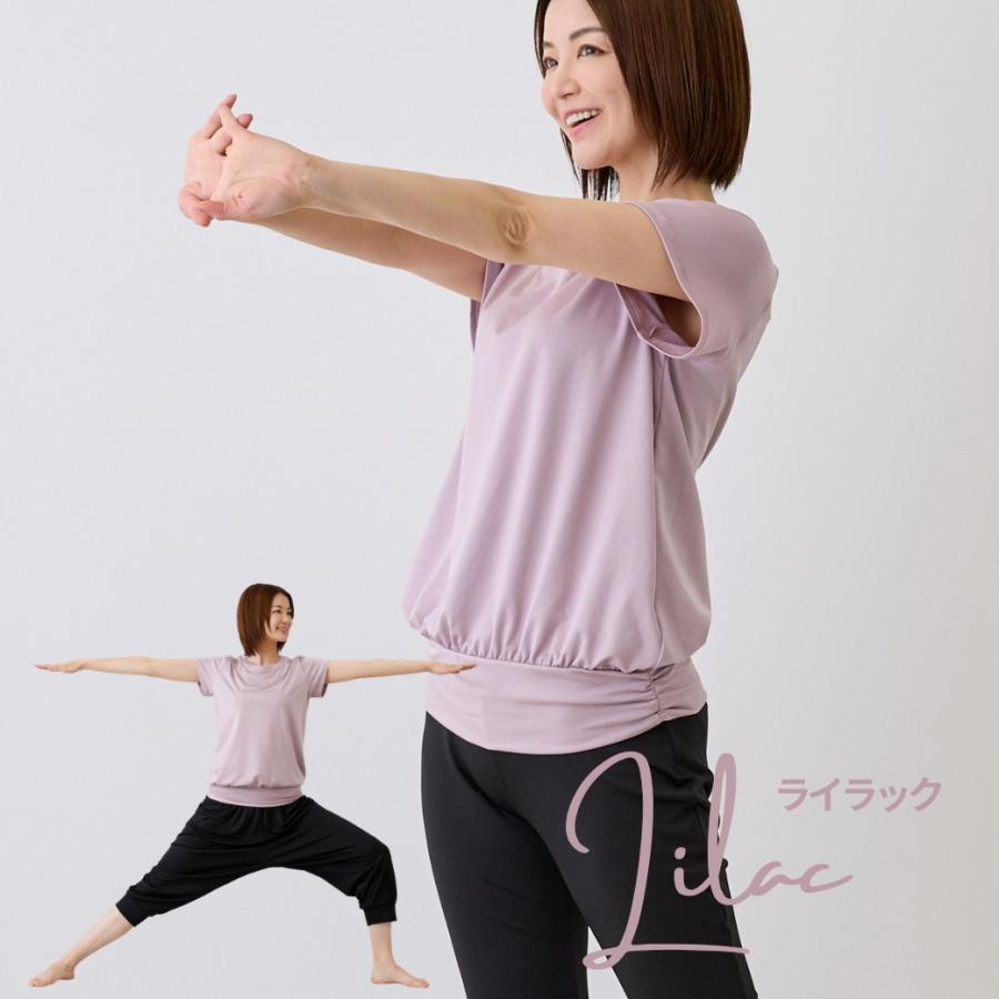 ヨガウェア トップス 半袖 めくれにくい めくれない 体型カバー 吸汗速乾 UVカット ホットヨガウェア 爆買 | PlanetーC | 16