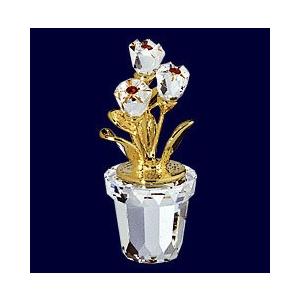 スワロフスキー Swarovski 2005年 廃盤品 『フラワーポット， ゴールドコーティング』 208885