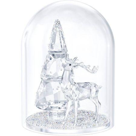 SWAROVSKI（スワロフスキー） 置物 トナカイ ガラス鐘 松の木とシカ