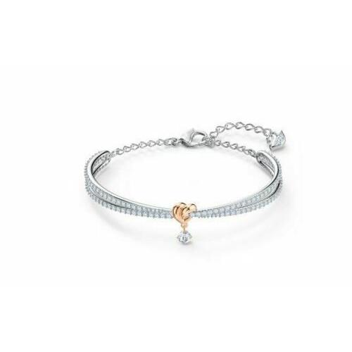 【未使用】スワロフスキー Lifelong Heart バングル　ホワイト Lifelong Heart バングル, ハート, ホワイト, ミックスメタル仕上げ