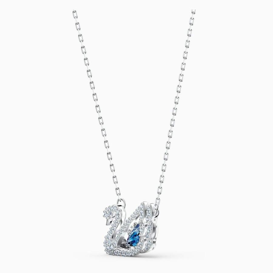 スワロフスキーダンシングスワン ネックレス ブルー Swan ネックレス, ブルー, ロジウム・プレーティング | Swarovski