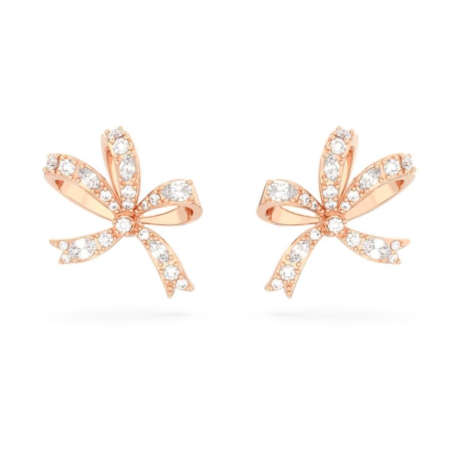 スワロフスキー Swarovski Volta スタッドピアス リボン, ホワイト  