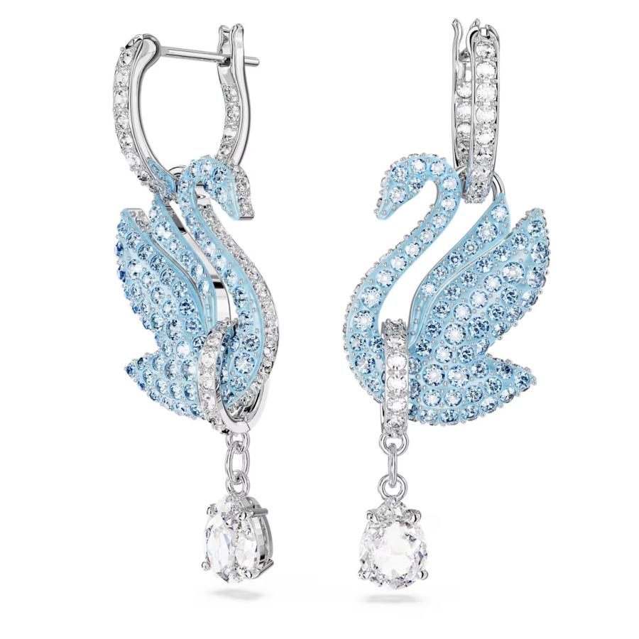 SWAROVSKI（スワロフスキー） ブルー Iconic Swan ドロップピアス