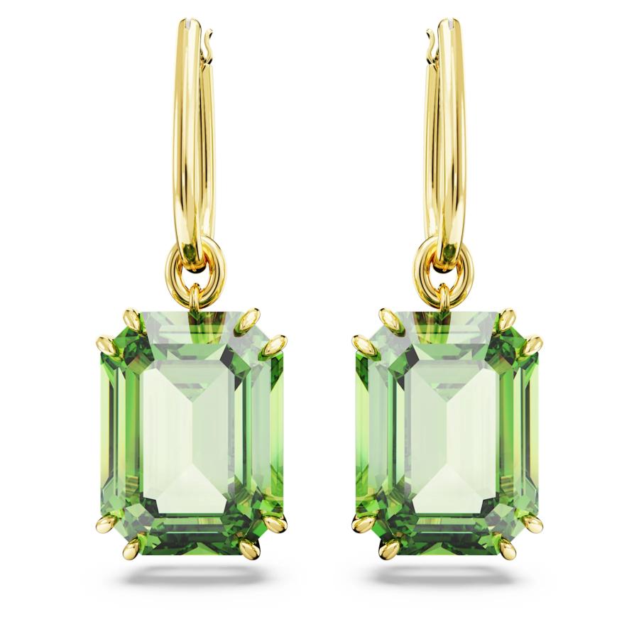 Ellen　スワロフスキー Millenia ドロップピアス Millenia ドロップピアス, スクエア・カット, ブルー, ロジウム