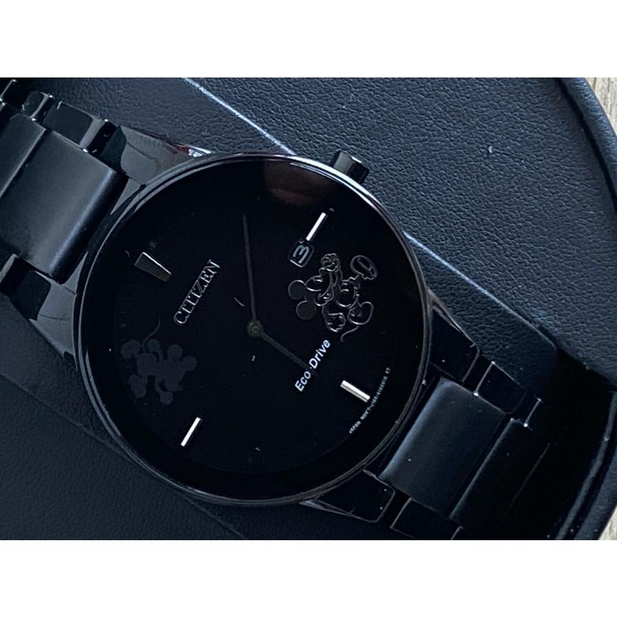 CITIZEN ディズニーコラボ ブラックレザー腕時計 Citizen シチズン ディズニー ミッキーマウス エコドライブ ブラック